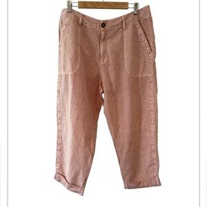 Coldwater  Creek Light Pink Crotchet Linen Cotton Blend Cottagecore Capris 14